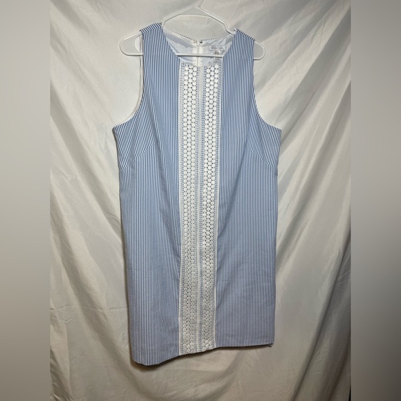 London Times Blue and White Striped Dress - Picture 1 of 7